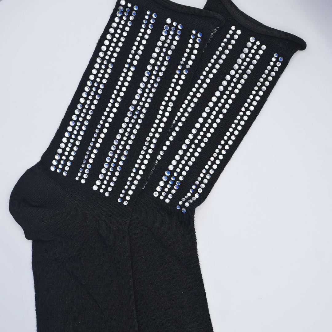 Joelle Rhinestone Socks "Black"