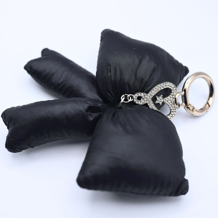 Puffy Bow Bag Charm Black