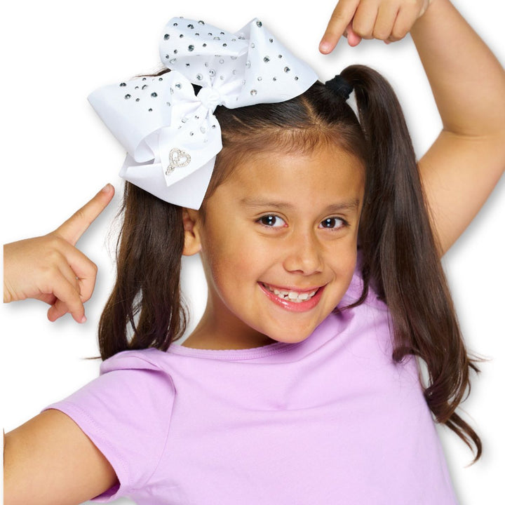 JoJo Beautiful White Bow with Clear Rhinestones