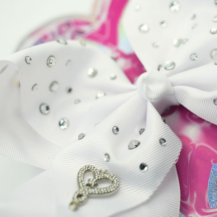JoJo Beautiful White Bow with Clear Rhinestones