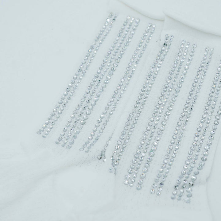 Joelle Rhinestone Socks "White"