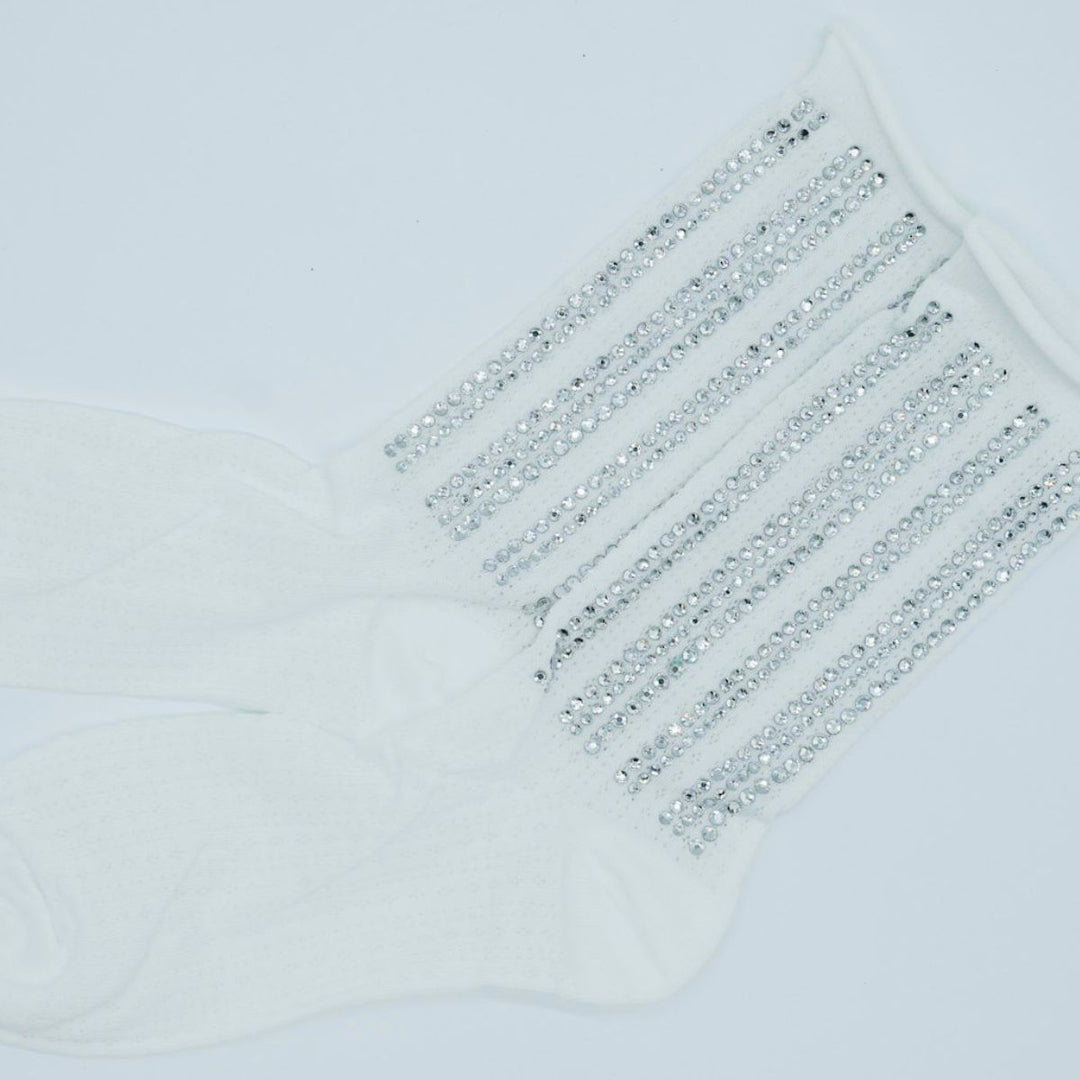 Joelle Rhinestone Socks "White"