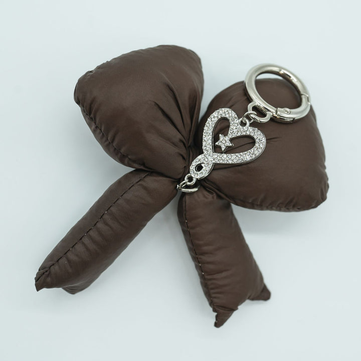 Puffy Bow Bag Charm in Coffee