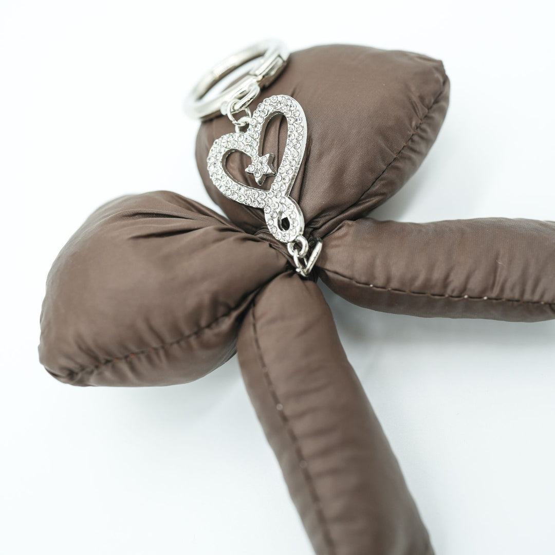 Puffy Bow Bag Charm in Coffee