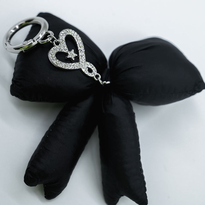 Puffy Bow Bag Charm Black